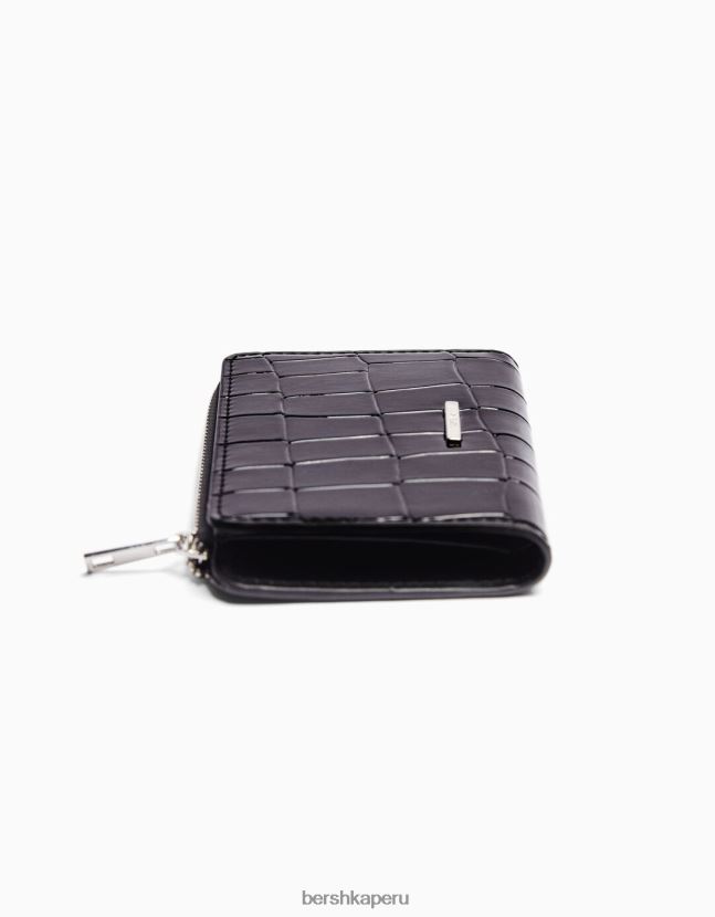 negro Bershka mujer cartera efecto charol grabado animal print 806J6B2382