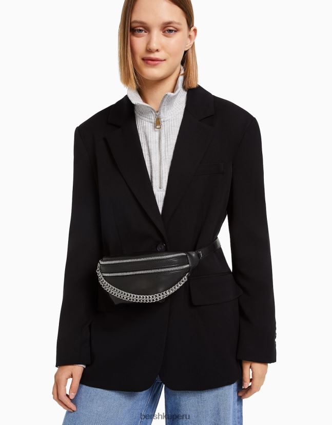 negro Bershka mujer riñonera de piel sintética 806J6B2393