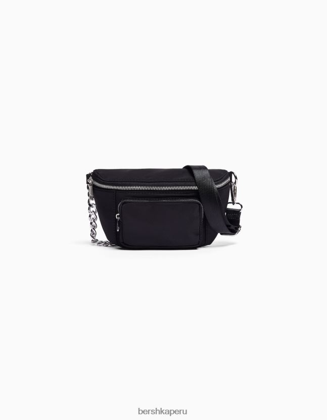 negro Bershka mujer riñonera de tela con cremalleras 806J6B2395