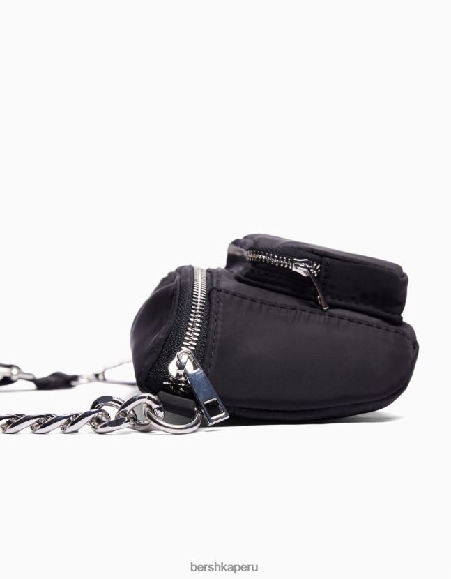 negro Bershka mujer riñonera de tela con cremalleras 806J6B2395