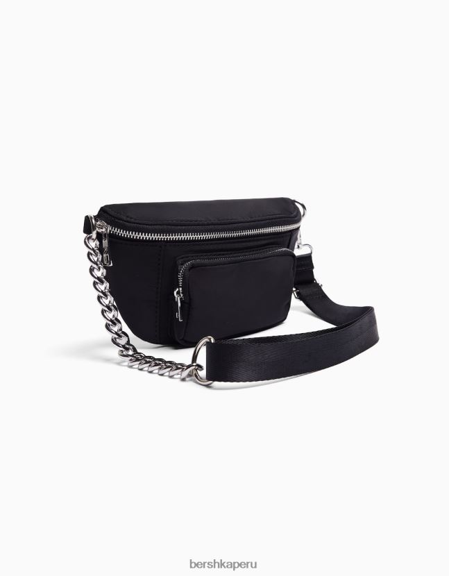 negro Bershka mujer riñonera de tela con cremalleras 806J6B2395