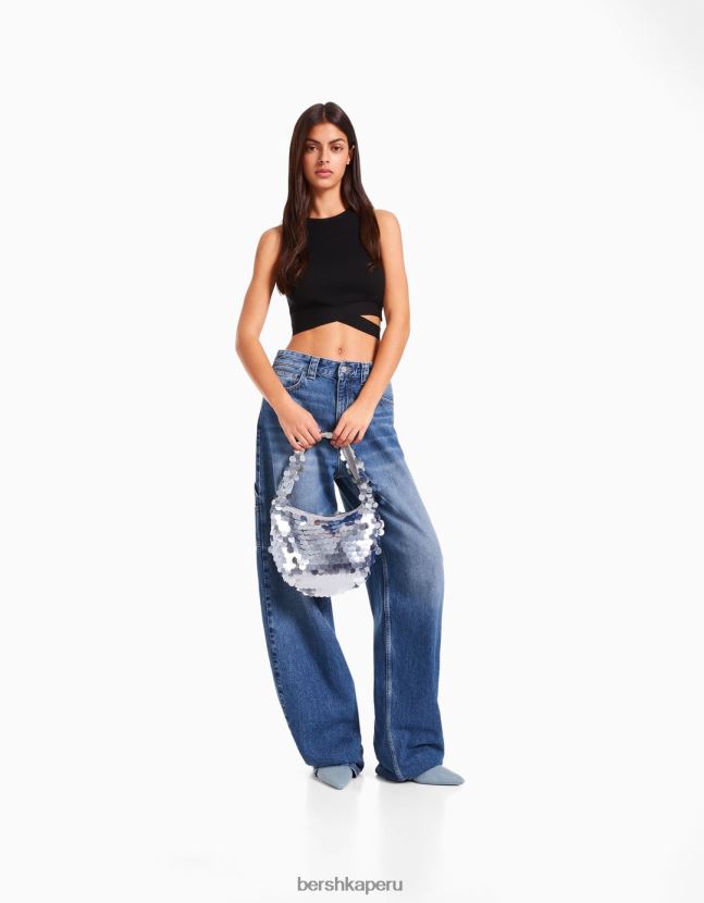 plata Bershka mujer bolso de mano con lentejuelas 806J6B1869