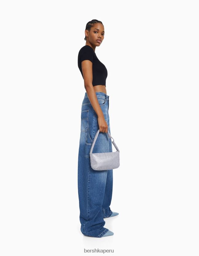 plata Bershka mujer bolso de pedrería con asa 806J6B1868