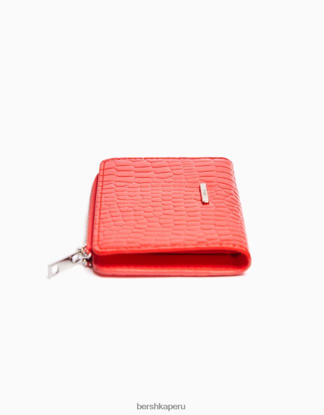 rojo Bershka mujer cartera efecto charol grabado animal print 806J6B2381