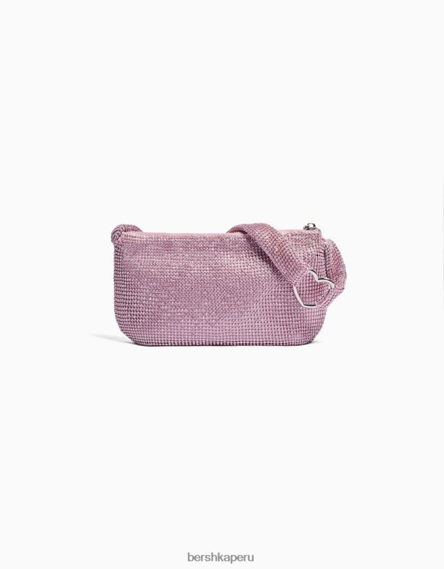 rosa Bershka mujer bolso de pedrería con asa 806J6B1873