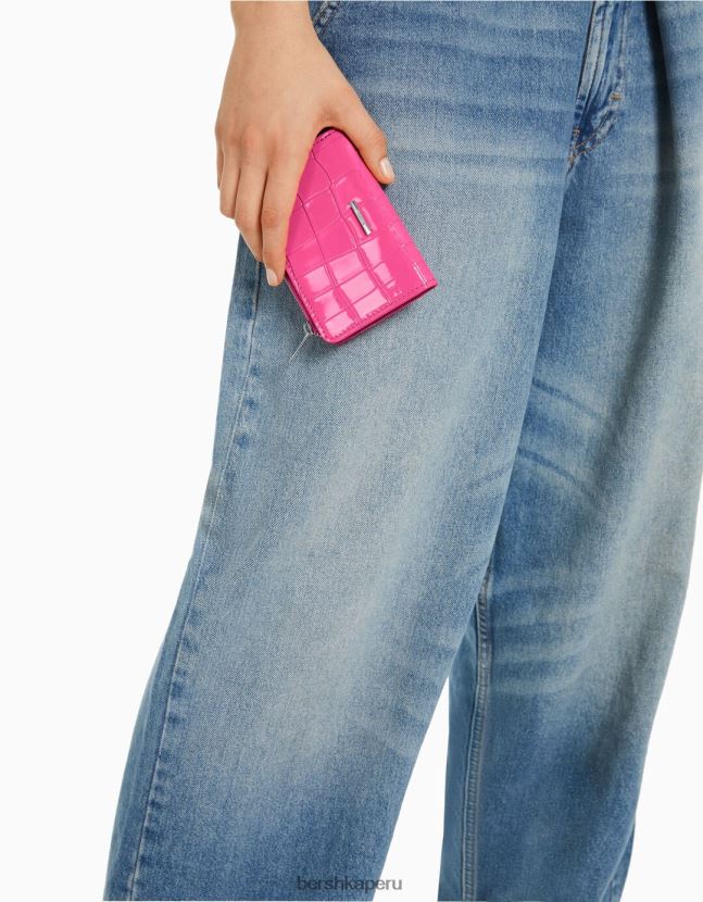 rosa Bershka mujer cartera efecto charol grabado animal print 806J6B2369