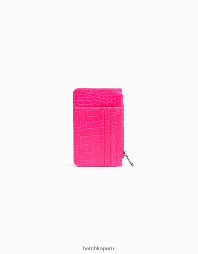 rosa Bershka mujer tarjetero animal print con placa grabada 806J6B2376