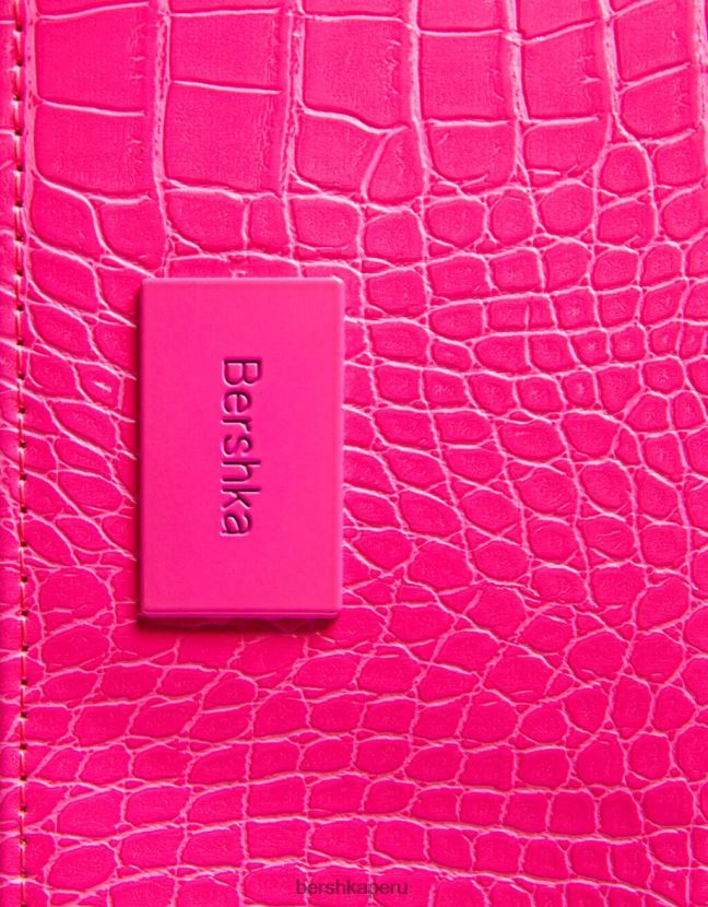 rosa Bershka mujer tarjetero animal print con placa grabada 806J6B2376