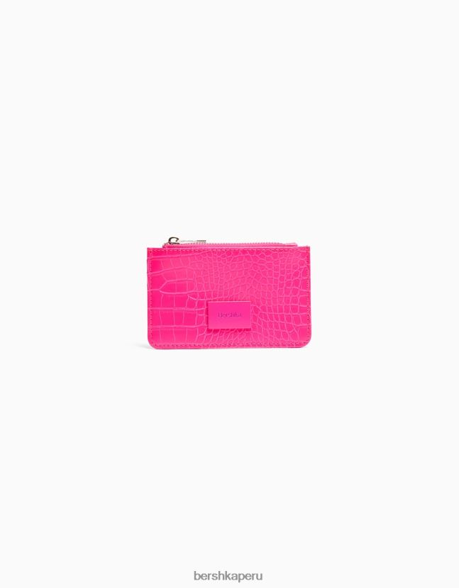 rosa Bershka mujer tarjetero animal print con placa grabada 806J6B2379