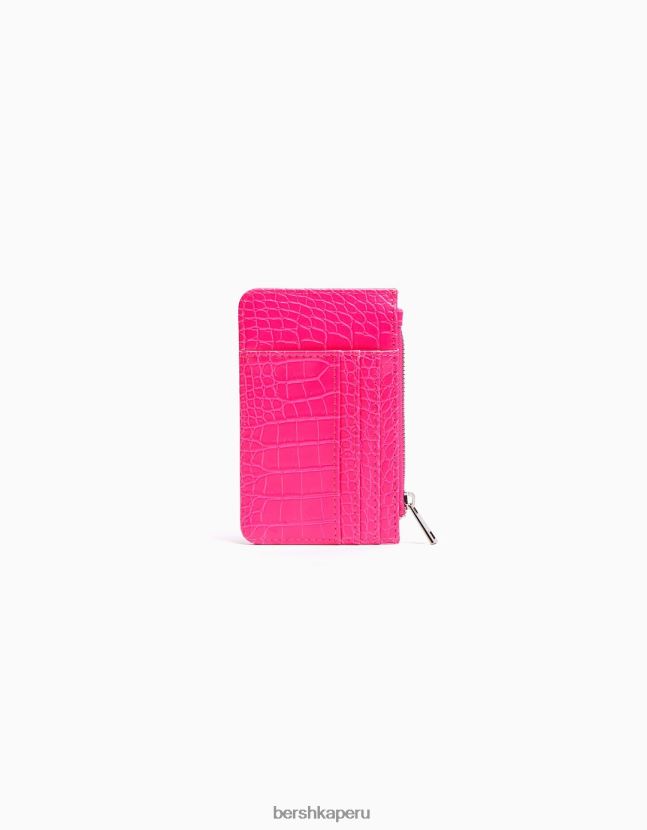 rosa Bershka mujer tarjetero animal print con placa grabada 806J6B2379