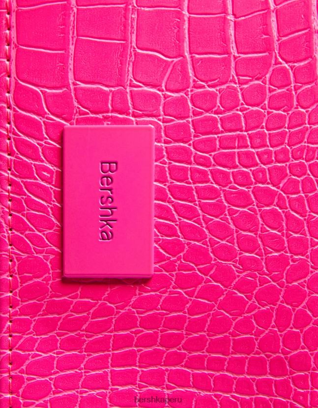 rosa Bershka mujer tarjetero animal print con placa grabada 806J6B2379