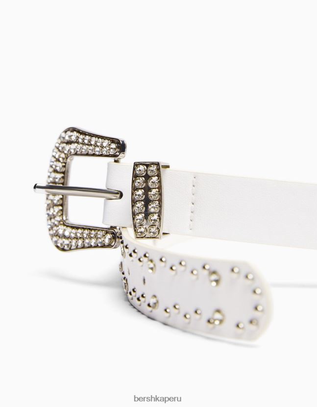blanco Bershka mujer cinturón con pedrería 806J6B2540
