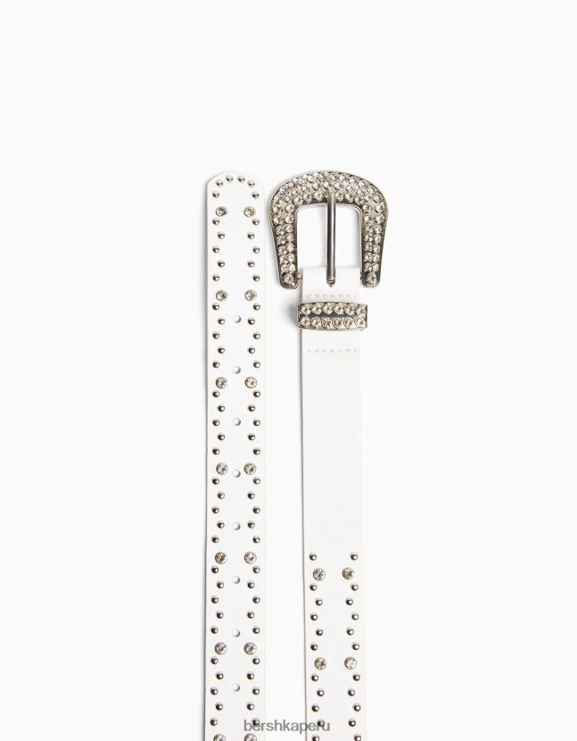 blanco Bershka mujer cinturón con pedrería 806J6B2540