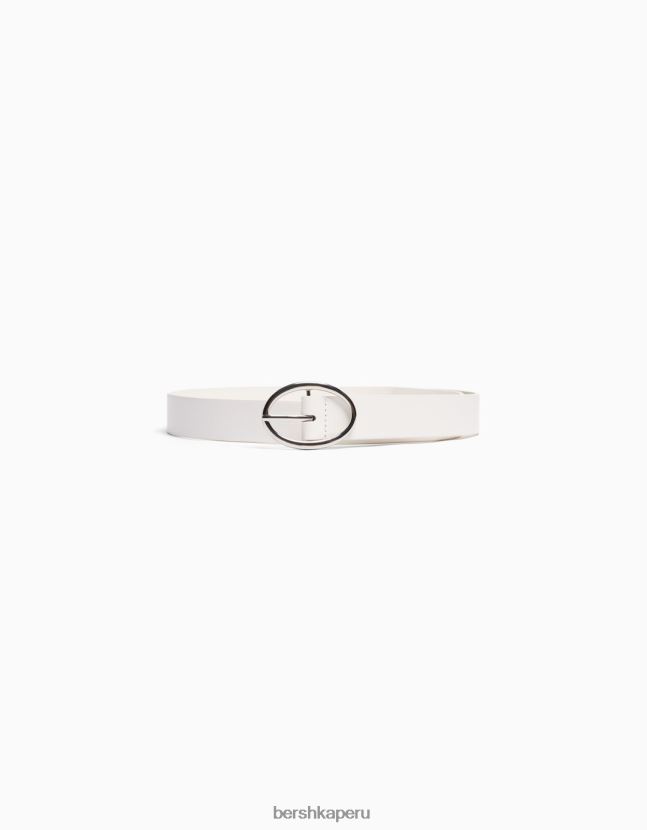blanco Bershka mujer cinturón liso de piel sintética 806J6B2537