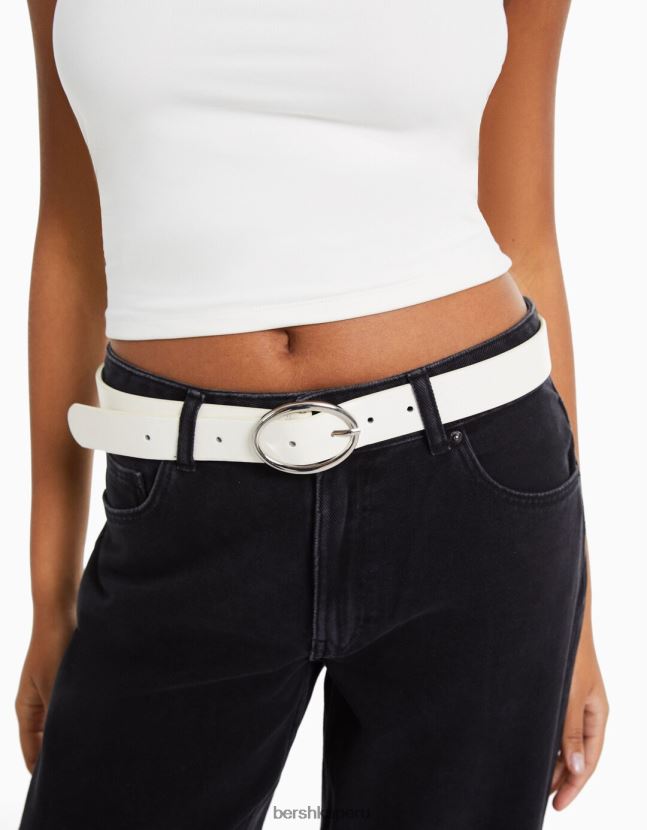 blanco Bershka mujer cinturón liso de piel sintética 806J6B2537