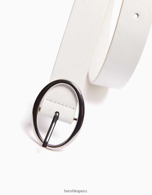 blanco Bershka mujer cinturón liso de piel sintética 806J6B2537