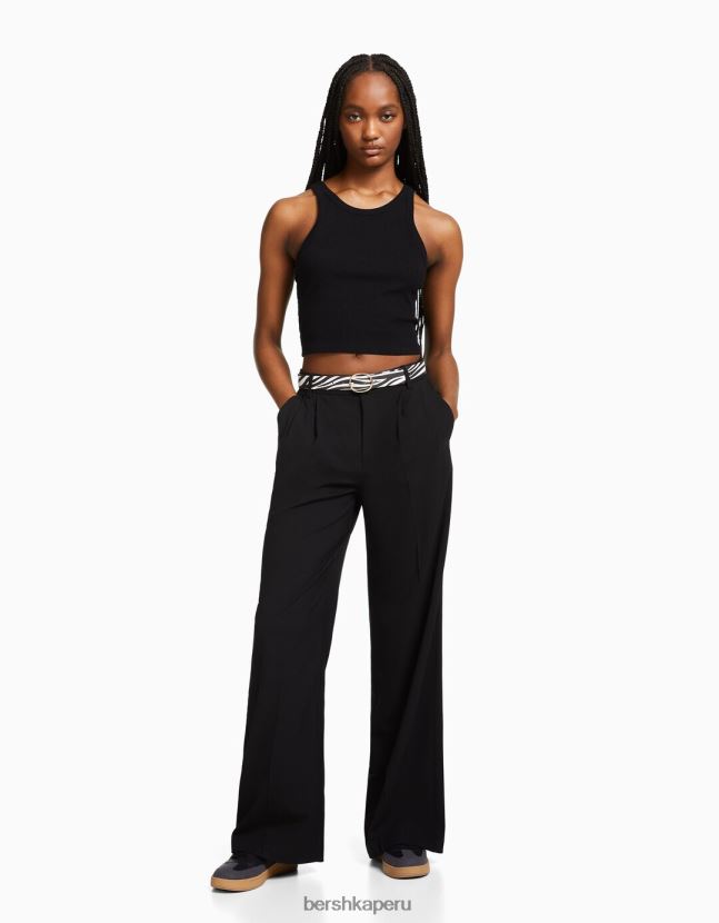 blanco negro Bershka mujer cinturón con estampado de cebra 806J6B2542
