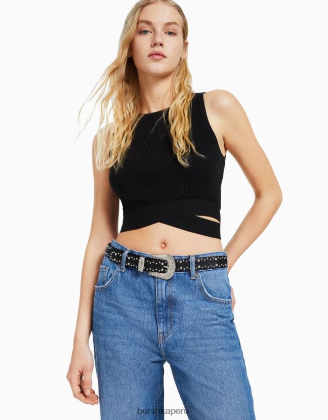 negro Bershka mujer cinturón con pedrería 806J6B2538