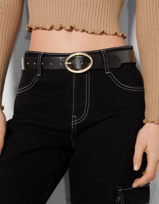 negro Bershka mujer cinturón liso de piel sintética 806J6B2536