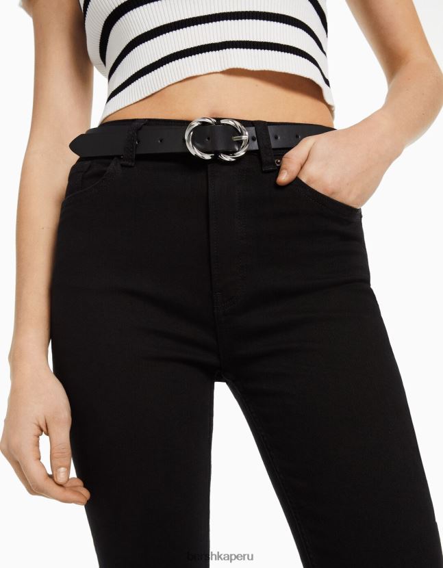 no laves Bershka mujer cinturón fino con doble hebilla 806J6B2553