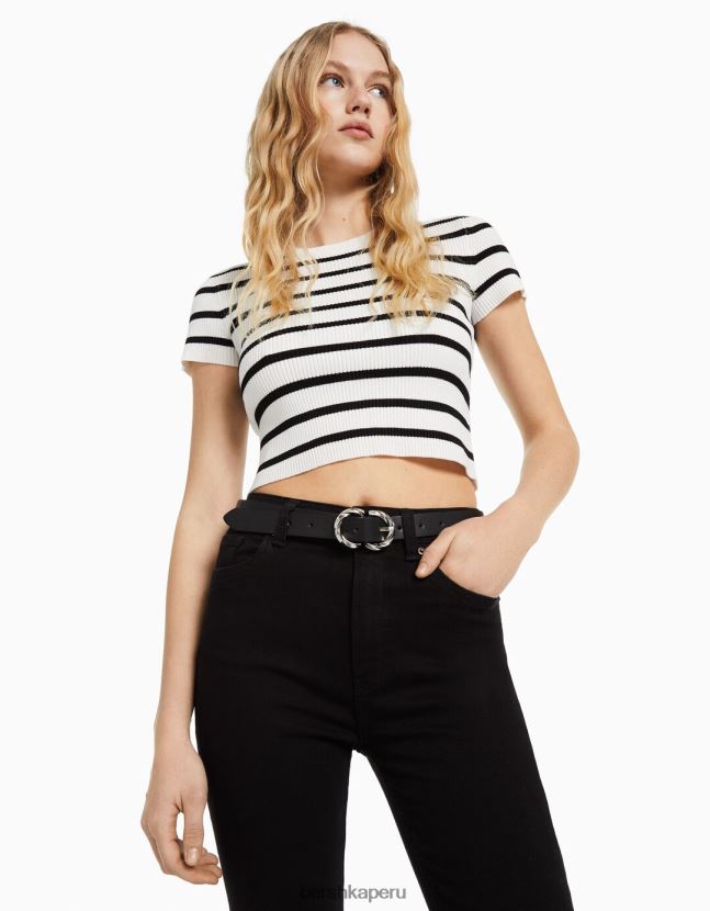 no laves Bershka mujer cinturón fino con doble hebilla 806J6B2553