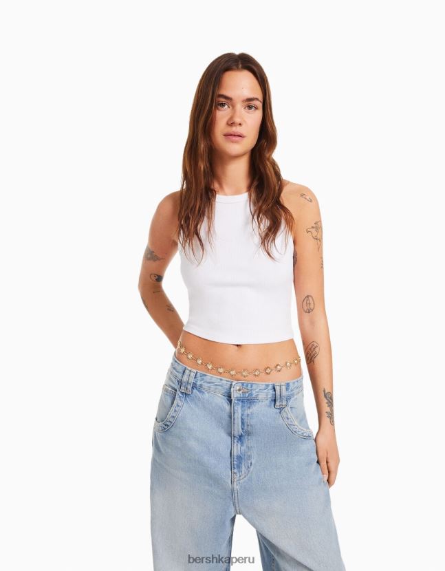 oro Bershka mujer cinturón con ribete de cadena 806J6B2554