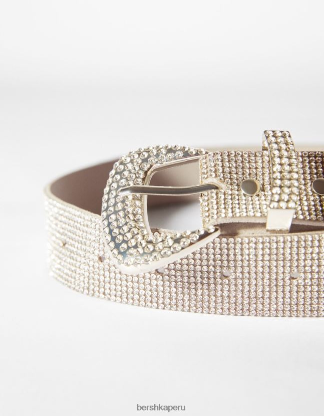 plata Bershka mujer cinturón con hebilla de pedrería 806J6B2546