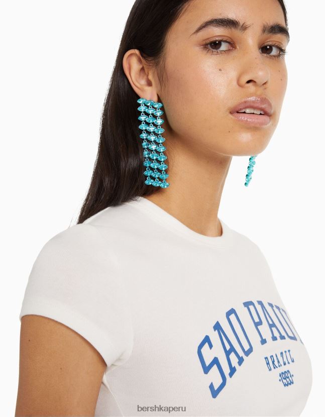 azul Bershka mujer pendientes de cascada de diamantes de imitación 806J6B1851