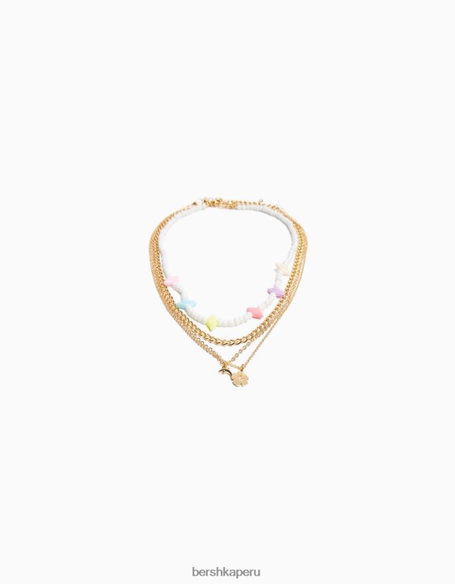 blanco Bershka mujer juego de 4 collares de colores 806J6B2514