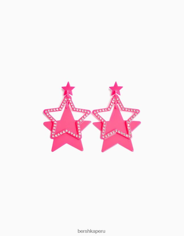 fucsia Bershka mujer pendientes de estrella de diamantes de imitación 806J6B1904