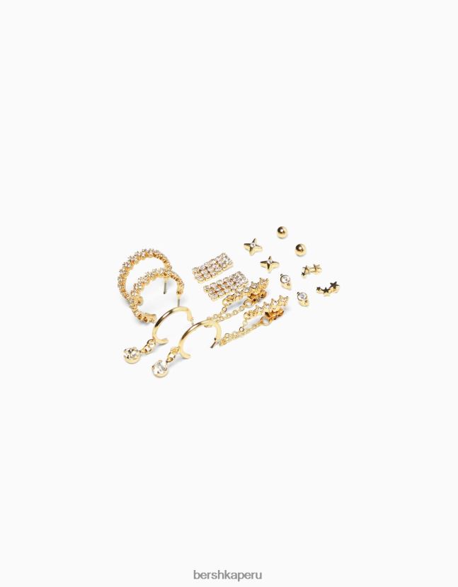 no laves Bershka mujer juego de 8 aretes de aro con diamantes de imitación 806J6B2490