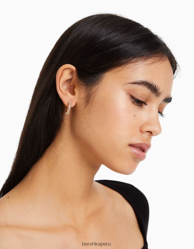 no laves Bershka mujer juego de 8 aretes de aro con diamantes de imitación 806J6B2490