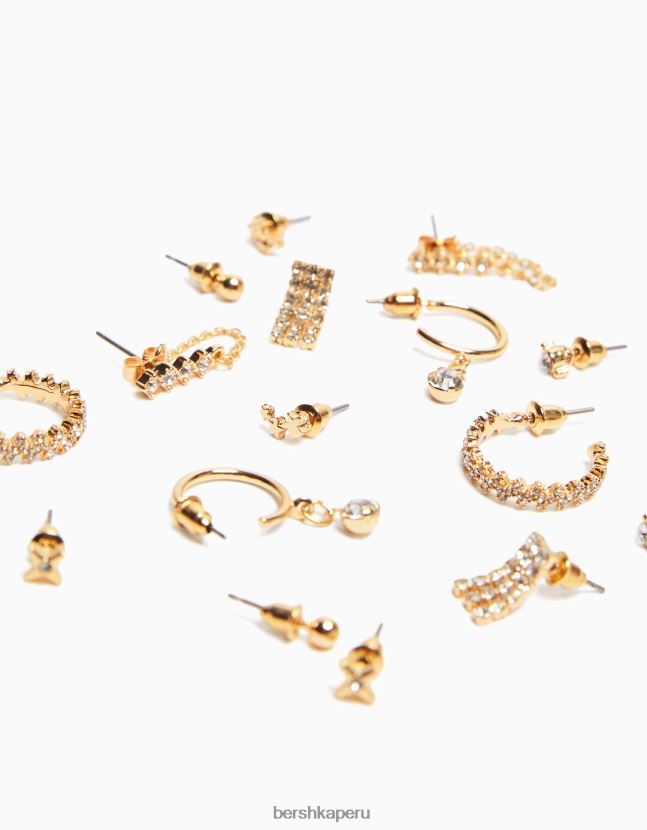 no laves Bershka mujer juego de 8 aretes de aro con diamantes de imitación 806J6B2490