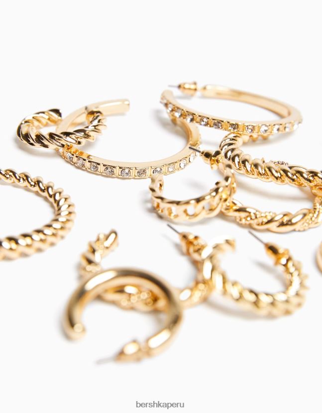 oro Bershka mujer Pack de 6 pendientes de aro 806J6B2509