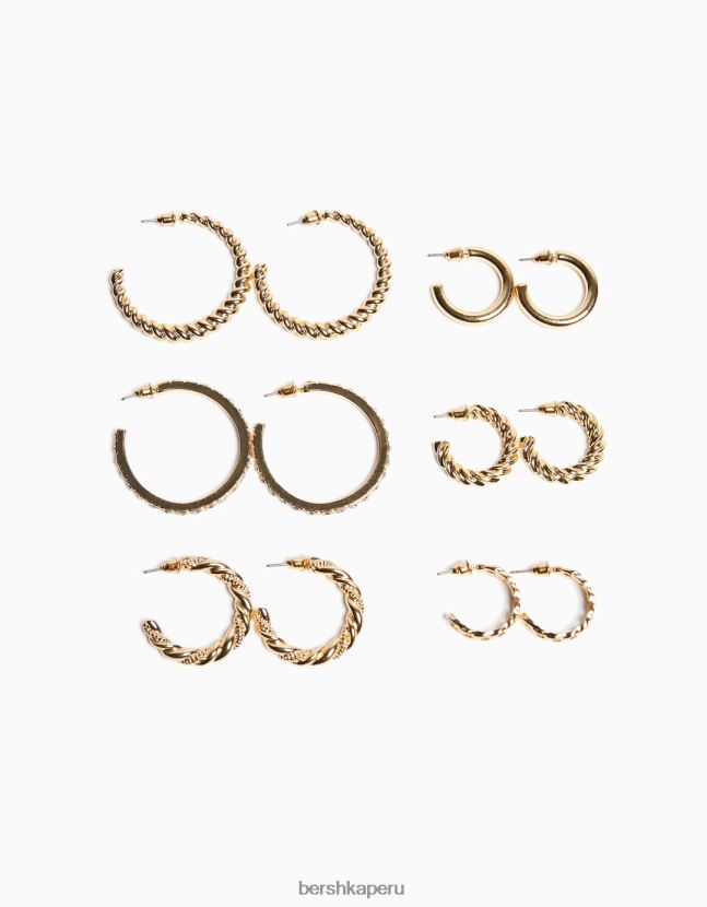 oro Bershka mujer Pack de 6 pendientes de aro 806J6B2509
