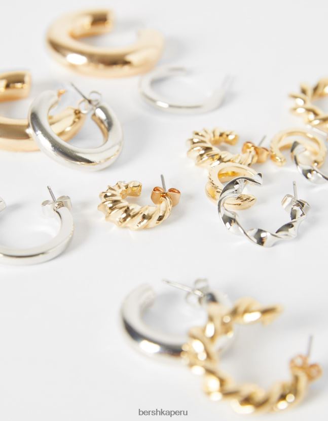 oro Bershka mujer Pack de 7 pendientes de aro 806J6B2513