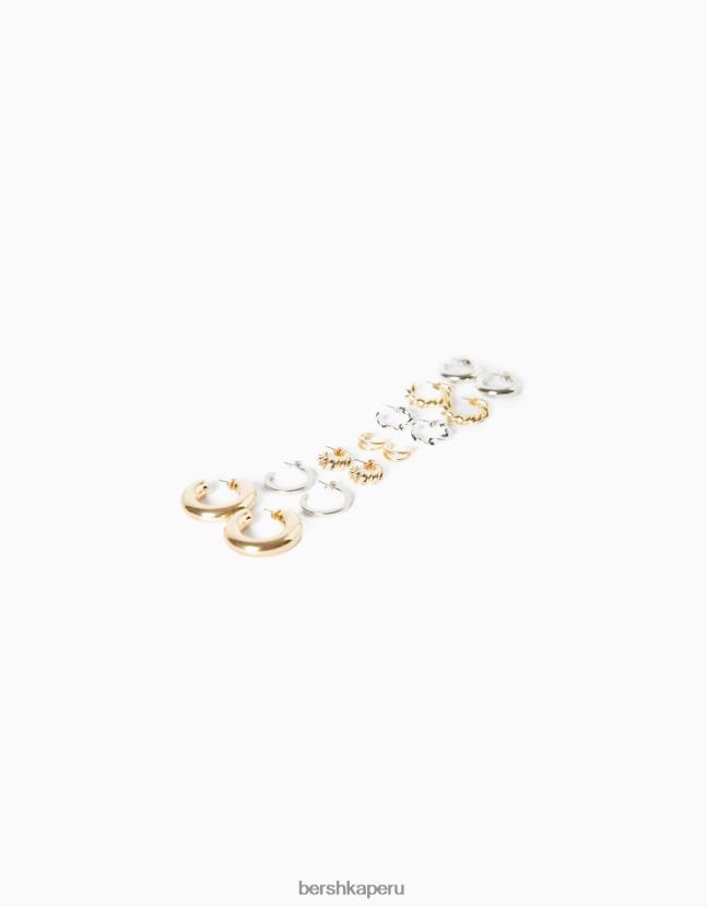 oro Bershka mujer Pack de 7 pendientes de aro 806J6B4205