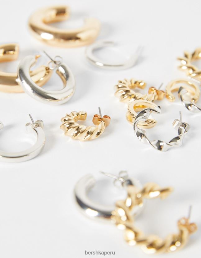 oro Bershka mujer Pack de 7 pendientes de aro 806J6B4205