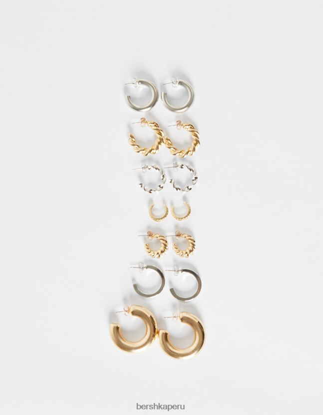 oro Bershka mujer Pack de 7 pendientes de aro 806J6B4205