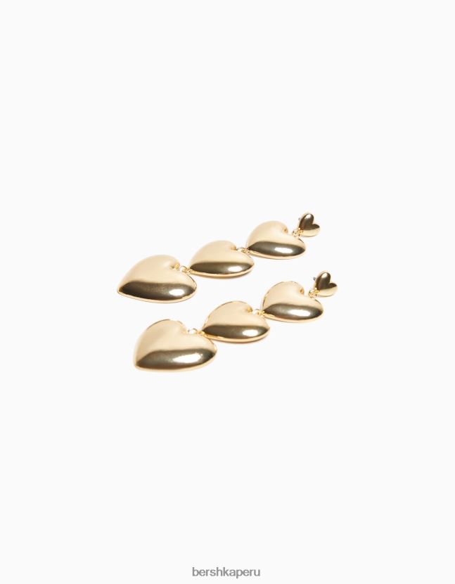 oro Bershka mujer aretes con forma de corazón en cascada 806J6B2456