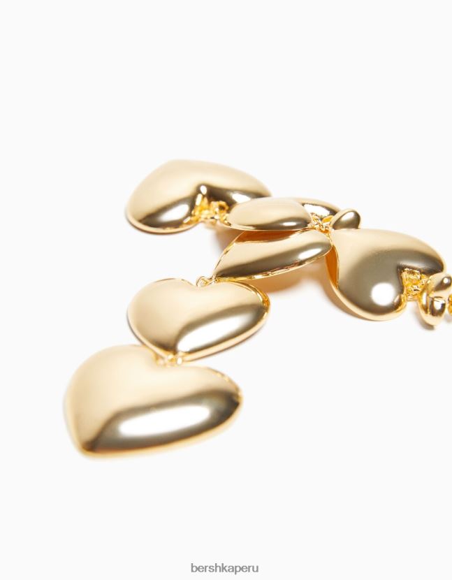 oro Bershka mujer aretes con forma de corazón en cascada 806J6B2456