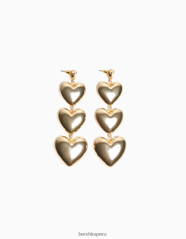 oro Bershka mujer aretes con forma de corazón en cascada 806J6B2456