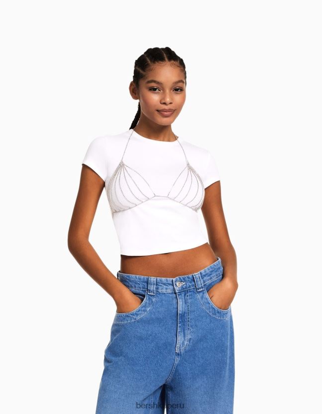 oro Bershka mujer bralette con pedrería 806J6B1867