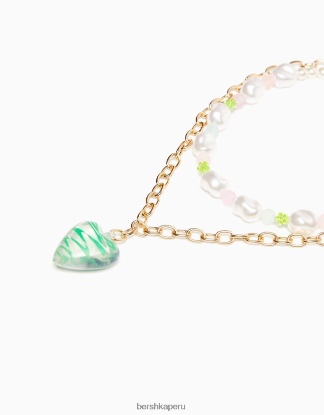oro Bershka mujer collar de perlas con colgante de corazón 806J6B2495