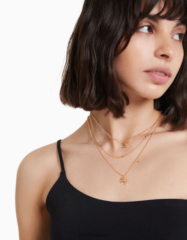 oro Bershka mujer conjunto de 3 collares del zodiaco capricornio 806J6B2432