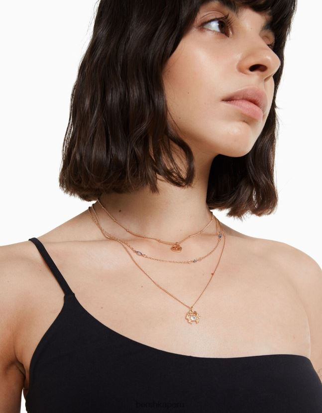 oro Bershka mujer conjunto de 3 collares del zodiaco del cáncer 806J6B2436