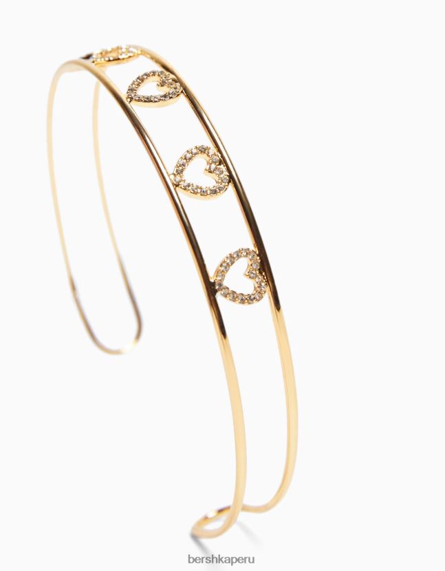 oro Bershka mujer gargantilla rígida con corazones de pedrería 806J6B4209