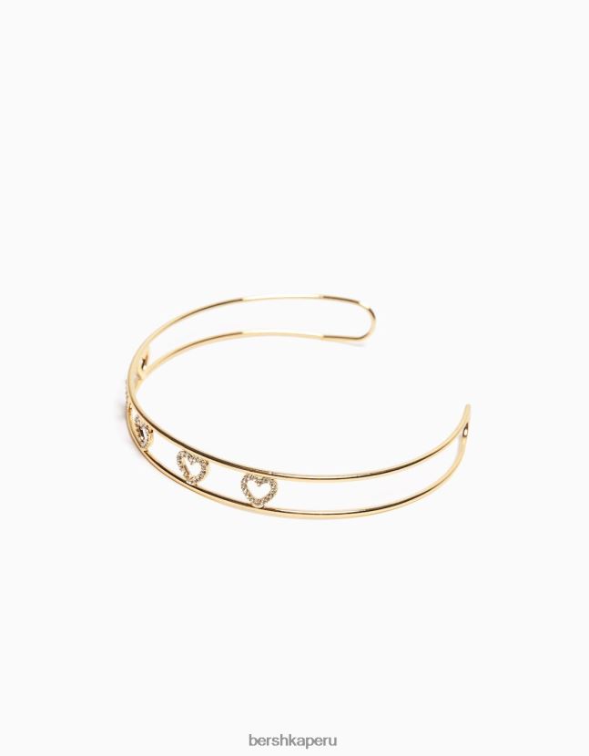 oro Bershka mujer gargantilla rígida con corazones de pedrería 806J6B4209