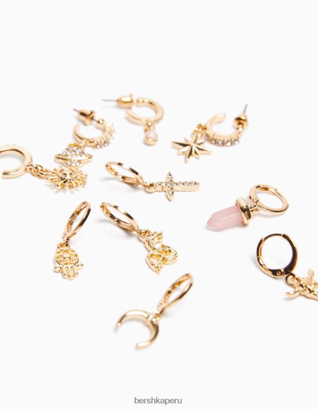 oro Bershka mujer juego de 10 aretes de cruz earcuff 806J6B2477