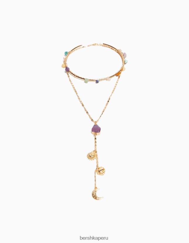 oro Bershka mujer juego de 2 collares de gargantilla de pedrería 806J6B2494
